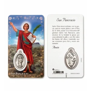Estampa de San Pancracio con medalla y oracion