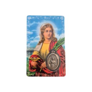Estampa de Santa Lucia con medalla y oración