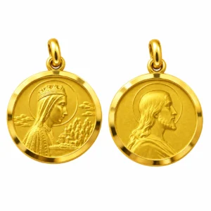 Medalla escapulario de la Virgen de Montserrat y Cristo Salvador