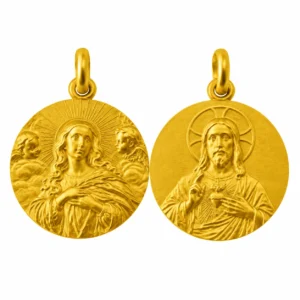 Medalla escapulario de la Virgen Inmaculada (Purisima Concepcion) y el Sagrado Corazon de Jesus
