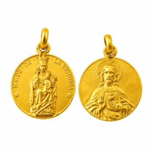 Medalla escapulario de Nuestra Señora de la Victoria (Virgen de la Victoria) y el Sagrado Corazon de Jesus