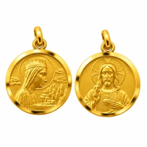 Medalla escapulario de Nuestra Señora de Montserrat (Virgen de Montserrat) y el Sagrado Corazon de Jesus