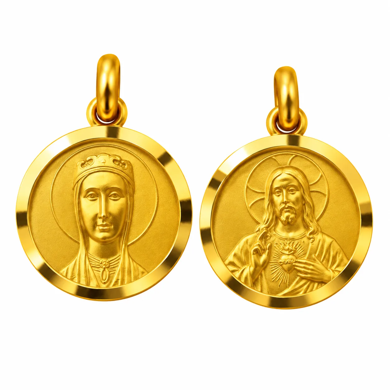 Medalla escapulario de la Virgen de Montserrat (rostro) y el Sagrado Corazon de Jesus - Imagen 2