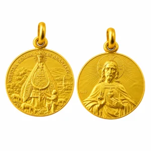 Medalla escapulario de la Virgen de Aranzazu y el Sagrado Corazon de Jesus