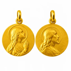 Medalla escapulario de la Virgen Maria Orando y Cristo Salvador