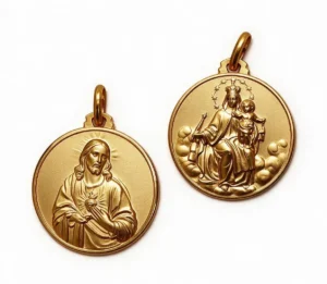 Medalla. Escapulario Virgen del Carmen/Sagrado Corazon