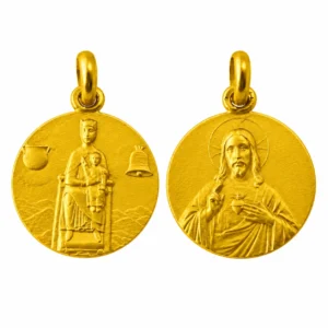 Medalla escapulario de la Virgen de Nuria y el Sagrado Corazon de Jesus