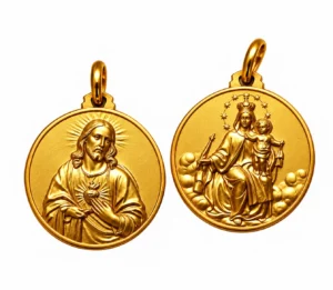 Medalla. Escapulario Virgen del Carmen/Sagrado Corazon