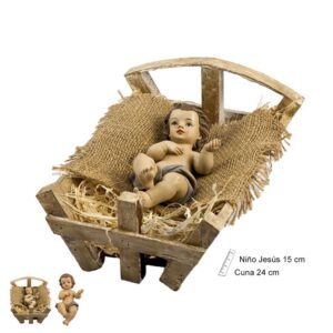 Niño Jesus con cuna de madera