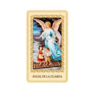 Estampa del Angel de la Guarda plastificada con oracion