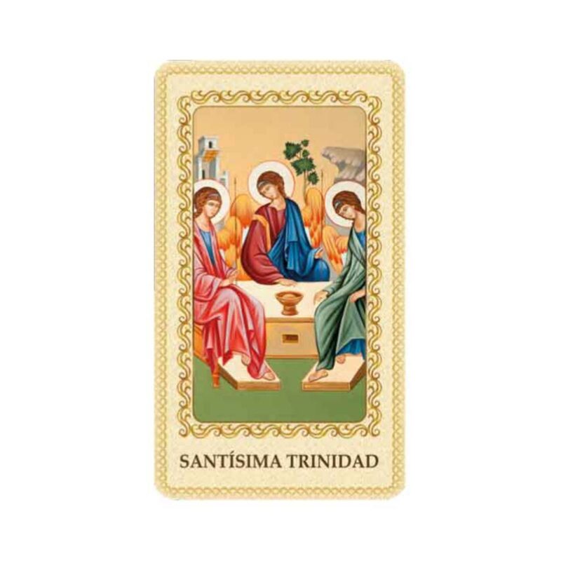 Estampa de la Santisima Trinidad plastificada con oracion