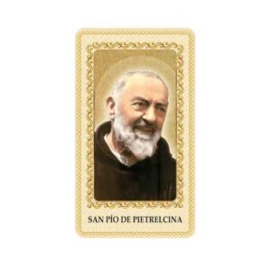 Estampa del Padre Pio plastificada con oración