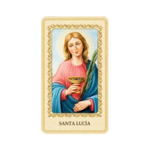 Estampa de Santa Lucia plastificada con oración