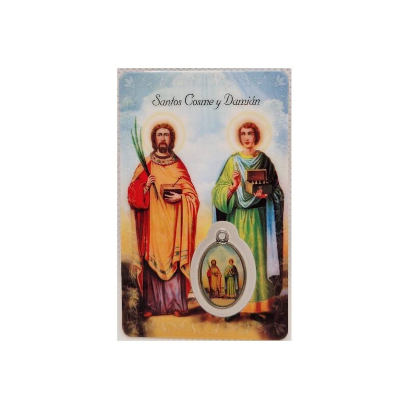 Estampa San Cosme y Damian con medalla y oracion