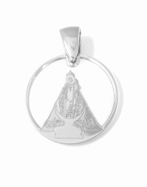 Medalla comunión Virgen de la Fuensanta plata de ley y nácar®. 20mm