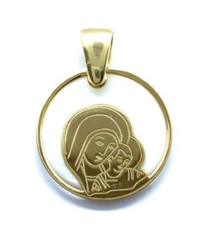Medalla comunión Virgen del Camino plata de ley y nácar®. 20mm