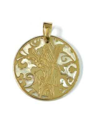 Medalla Cristo de los Gitanos plata de ley y nacár®. 25mm