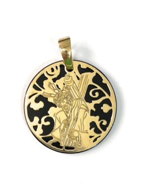 Medalla Cristo de los Gitanos plata de ley y ónix®. 25mm