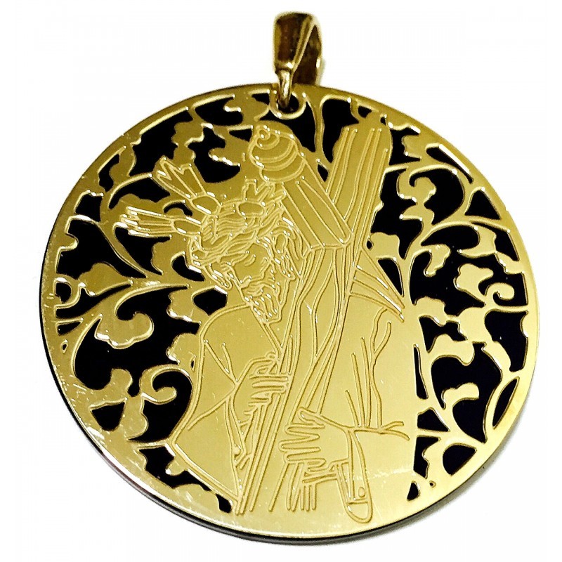 Medalla Cristo de los Gitanos plata de ley y ónix®. 40mm
