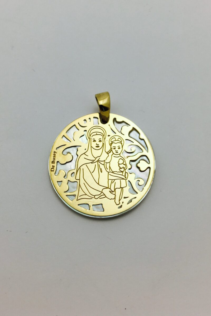 Medalla Madre del Amor Hermoso plata de ley y nácar®. mm