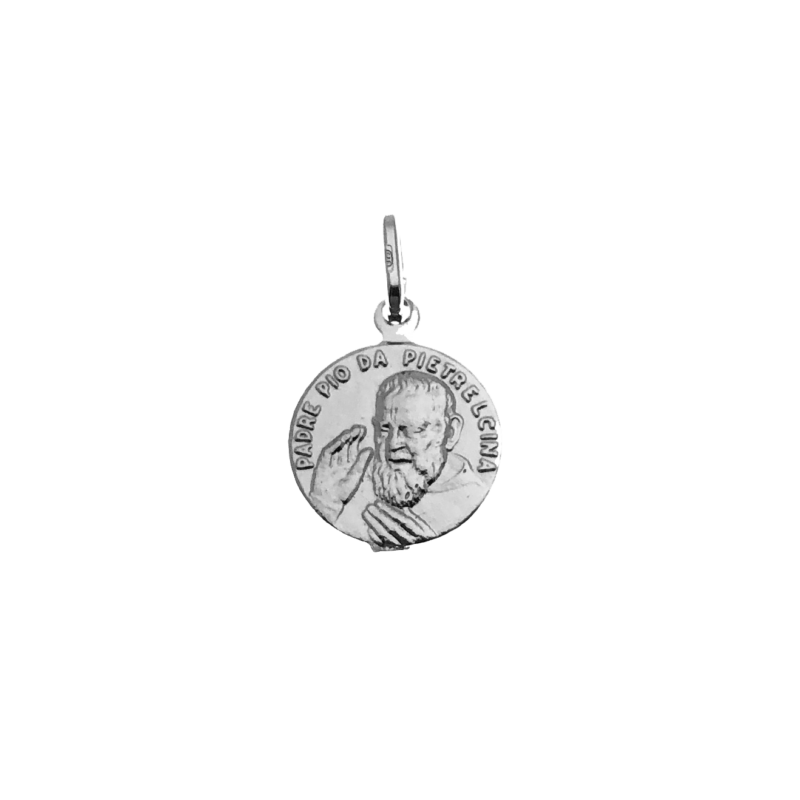 Medalla Padre Pio en plata de ley