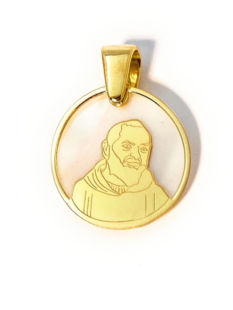 Medalla Padre Pio plata de ley y nácar®. 20mm