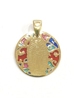 Medalla Virgen de Guadalupe plata de ley y esmalte®. 25mm