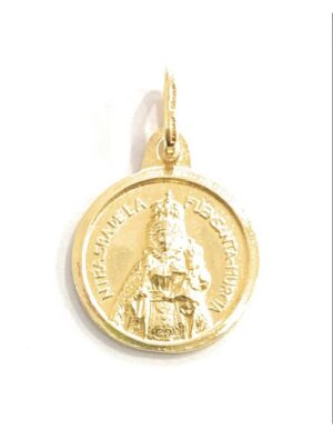 Medalla Virgen de la Fuensanta plata de ley cubierta de oro de 18kt