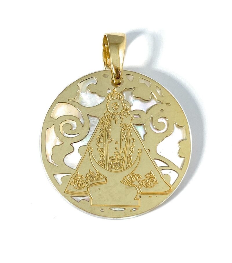 Medalla Virgen de la Fuensanta plata de ley y nácar®. 25mm