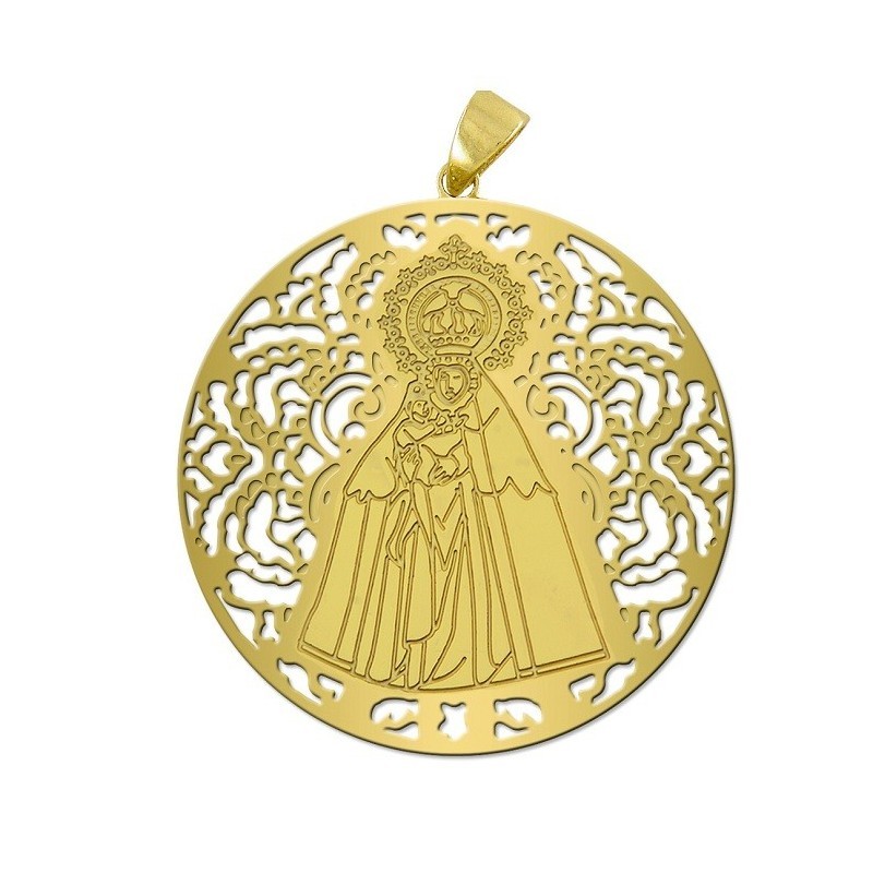 Medalla Virgen del Mar Plata Chapada en Oro 25mm