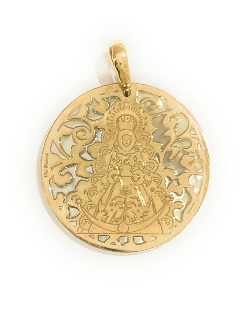 Medalla Virgen del Rocio plata de ley y nácar®. 35mm