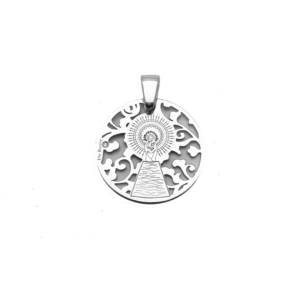 Medalla Virgen Pilar en Plata de Ley y diamante®. 25mm
