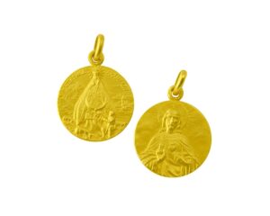 Medalla escapulario de la Virgen de Aranzazu y el Sagrado Corazon de Jesus
