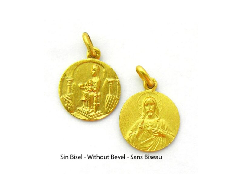 Medalla escapulario de la Virgen de Montserrat (arco) y el Sagrado Corazon de Jesus
