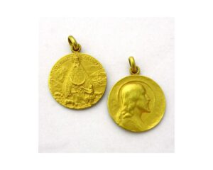 Medalla escapulario de la Virgen de Aranzazu y Cristo Salvador