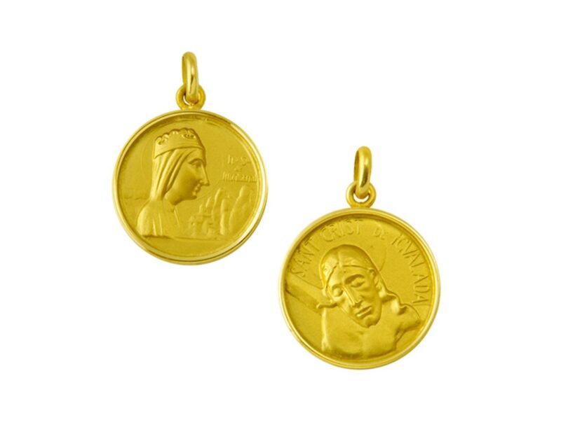 Medalla escapulario de la Virgen de Montserrat y el Santo Cristo de Igualada