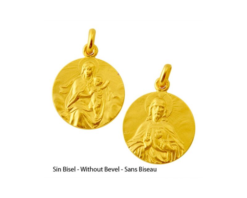Medalla escapulario de la Virgen del Carmen V2 y el Sagrado Corazon de Jesus