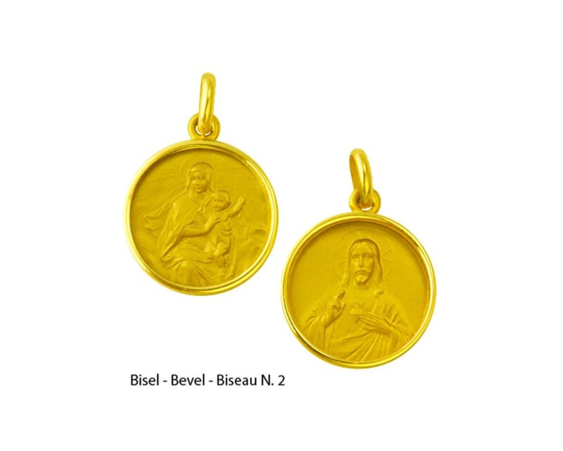 Medalla escapulario de la Virgen del Carmen V2 y el Sagrado Corazon de Jesus