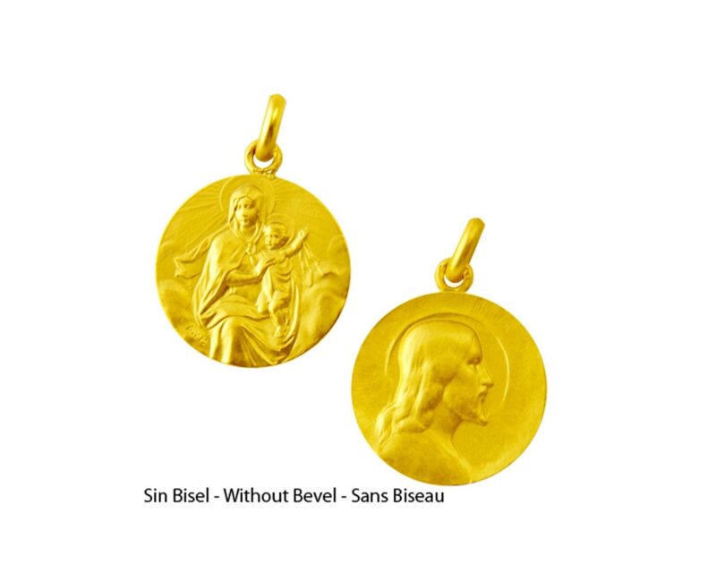 Medalla escapulario de la Virgen del Carmen y Cristo Salvador