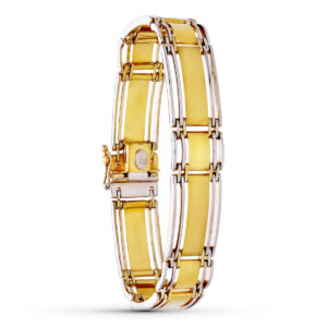 18K PULSERA ORO BICOLOR MATE Y BRILLO