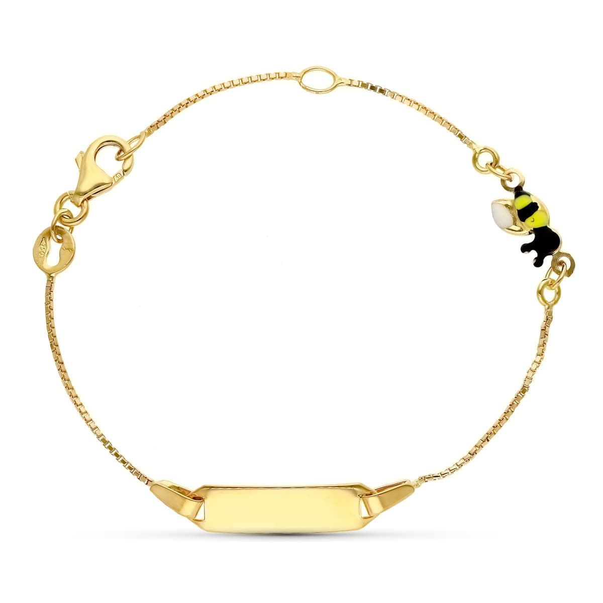 18K ESCLAVA ORO AMARILLO ABEJA ESMALTE 16 CM