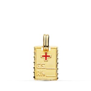 18K PLACA GRUPO SANGUINEO + RH PEQUEÑA 16X11 MM