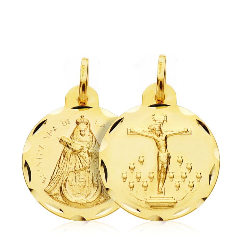 18K ESCAPULARIO CRISTO DE LA LAGUNA VIRGEN DE LA CANDELARIA 20 MM – Medallas escapularios