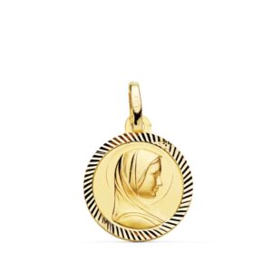 18K MEDALLA VIRGEN NIÑA FRANCESA HELICE 14 MM
