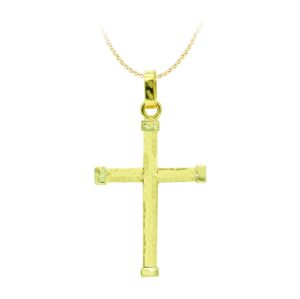 18K CRUZ ORO AMARILLO HUECA BICOLOR 39X24 MM