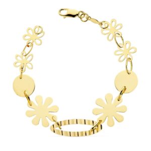18K PULSERA FLORES CHAPITAS 20CM