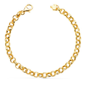 18K PULSERA ORO AMARILLO ROLO HUECA ANCHO 5,5 MM LARGO 19 CM