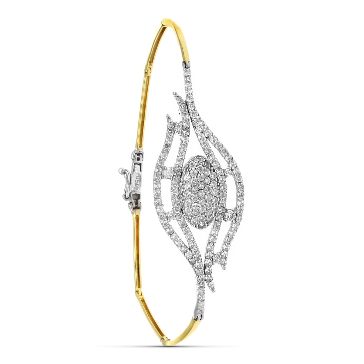 18K PULSERA ORO BICOLOR CON MOTIVO CENTRAL CIRCONITAS 19.5 CM