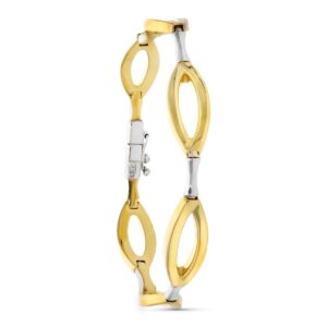 18K PULSERA ORO BICOLOR ESLABONES OVALES