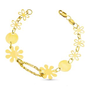 18K PULSERA FLORES 19 CM 4.70 GR